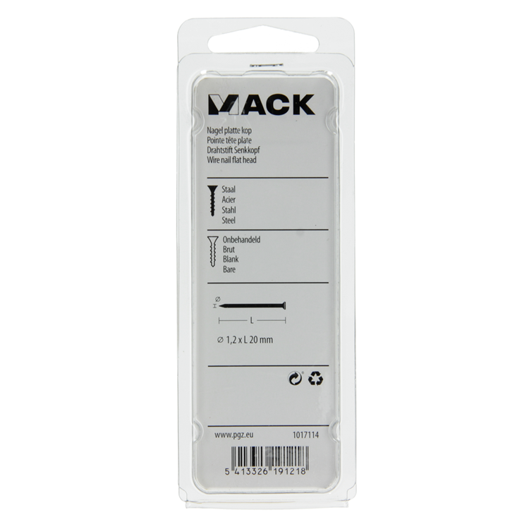 Mack 1017114 - clou tête plate 90 gr 1,2 x 20 mm | 5 pièces