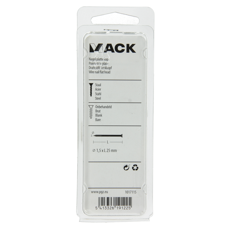 Mack 1017115 - clou tête plate 100 gr 1,5 x 25 mm | 5 pièces