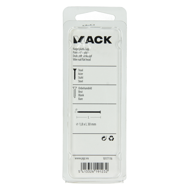 Mack 1017116 - clou tête plate 100 gr 1,8 x 30 mm | 5 pièces