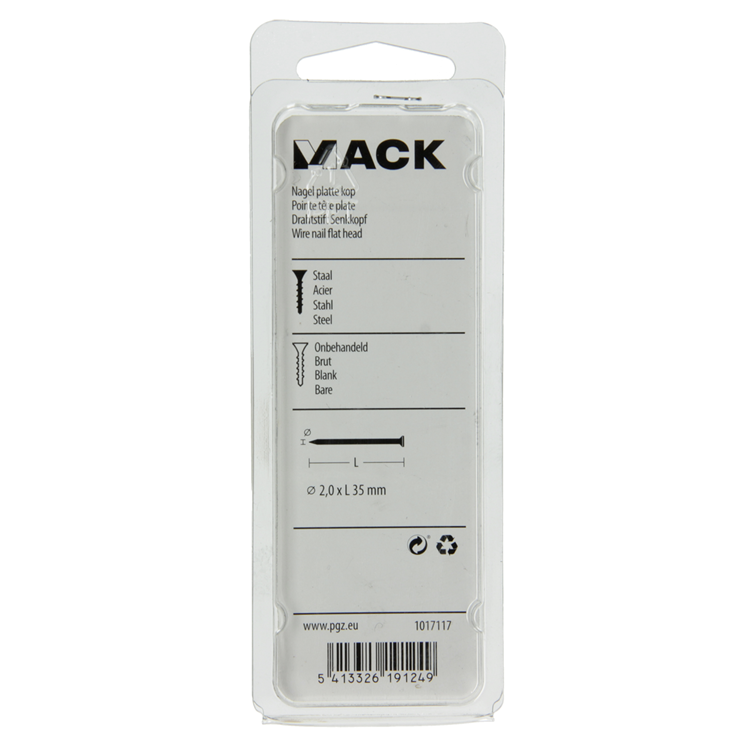 Mack 1017117 - clou tête plate 100 gr 2,0 x 35 mm | 5 pièces