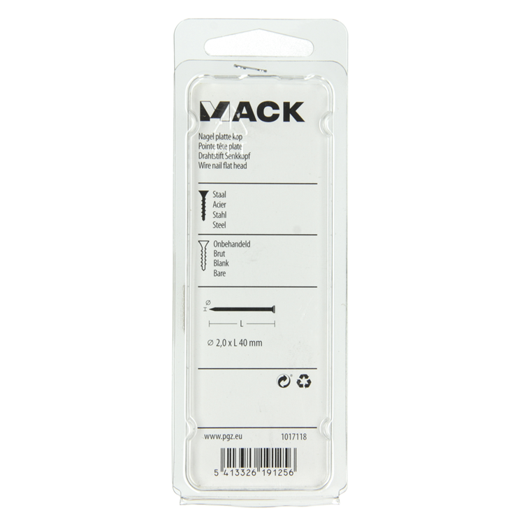 Mack 1017118 - clou tête plate 100 gr 2,0 x 40 mm | 5 pièces