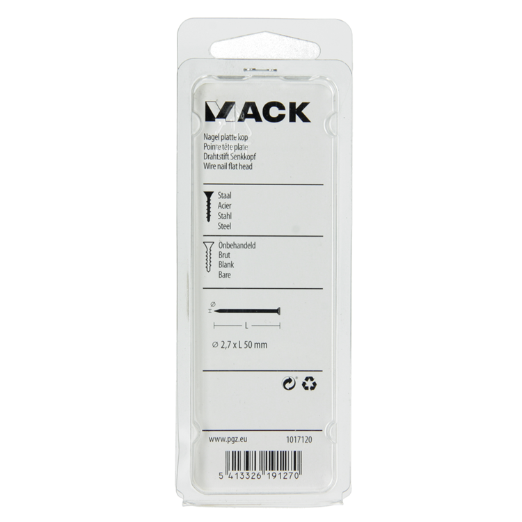 Mack 1017120 - clou tête plate 100 gr 2,7 x 50 mm | 5 pièces