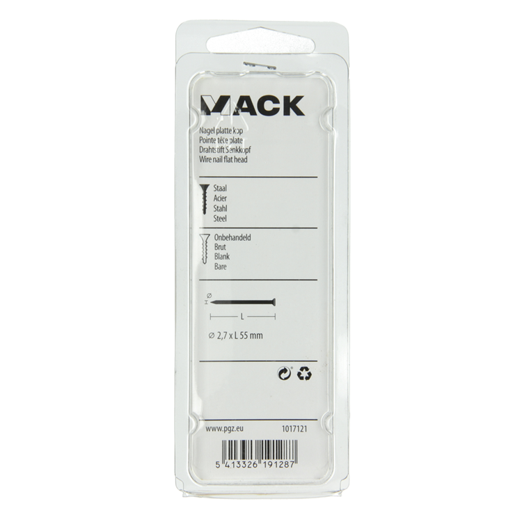 Mack 1017121 - clou tête plate 120 gr 2,7 x 55 mm | 5 pièces