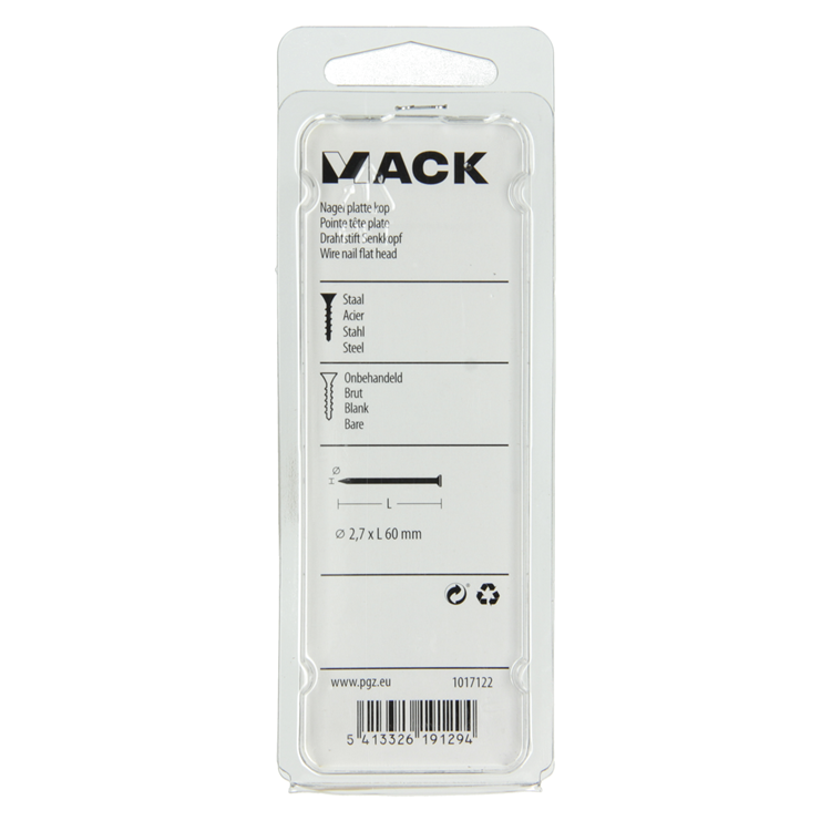 Mack 1017122 - clou tête plate 120 gr 2,7 x 60 mm | 5 pièces
