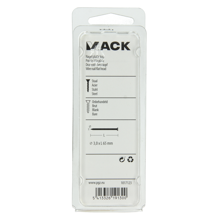 Mack 1017123 - clou tête plate 130 gr 3,0 x 65 mm | 5 pièces