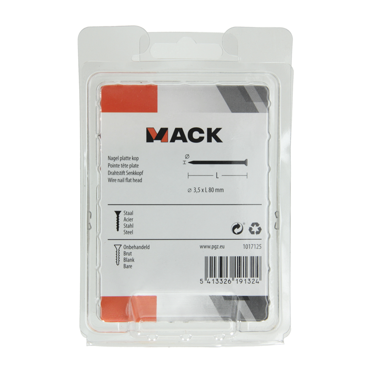 Mack 1017125 - clou tête plate 180 gr 3,5 x 80 mm | 5 pièces