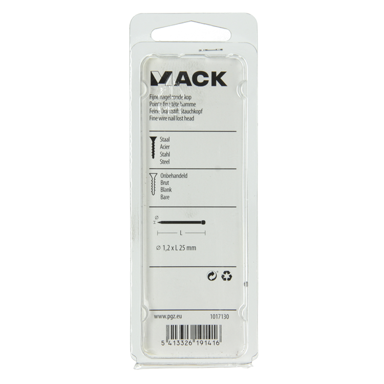 Mack 1017130 - clou fin tête ronde 85 gr 1,2 x 25 mm | 5 pièces