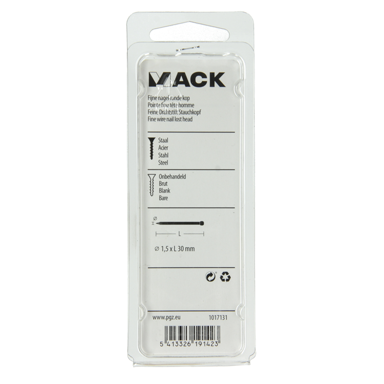 Mack 1017131 - clou fin tête ronde 85 gr 1,5 x 30 mm | 5 pièces