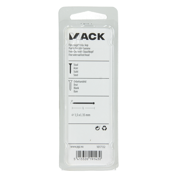 Mack 1017132 - clou fin tête ronde 85 gr 1,5 x 35 mm | 5 pièces