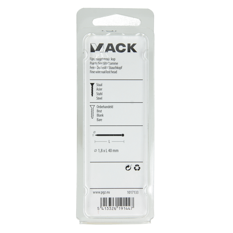 Mack 1017133 - clou fin tête ronde 85 gr 1,8 x 40 mm | 5 pièces