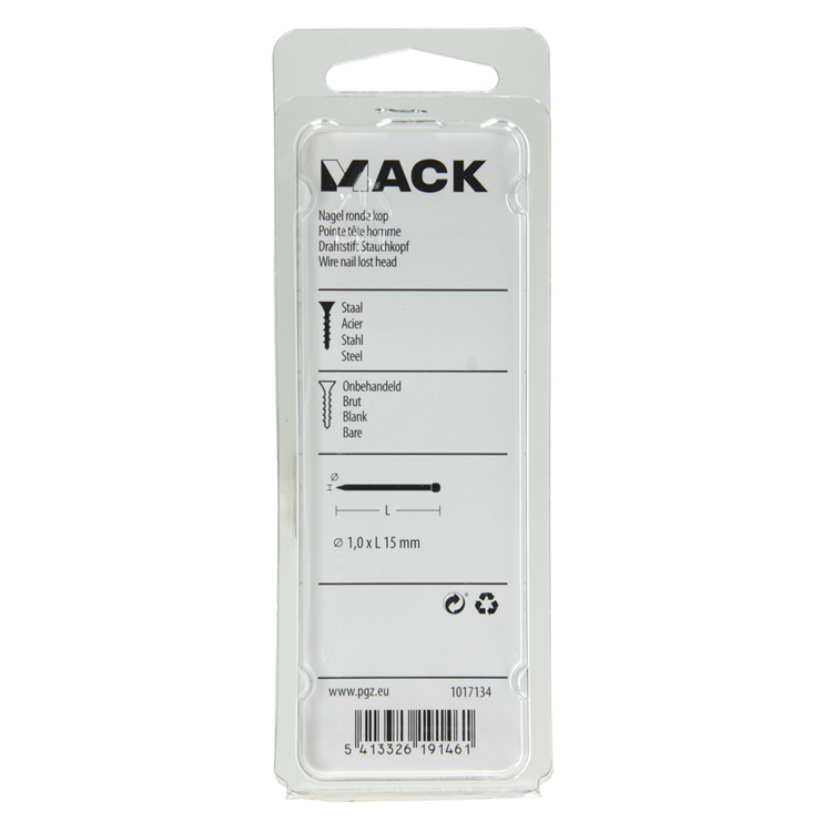Mack 1017134 - clou tête ronde 90 gr 1,0 x 15 mm | 5 pièces