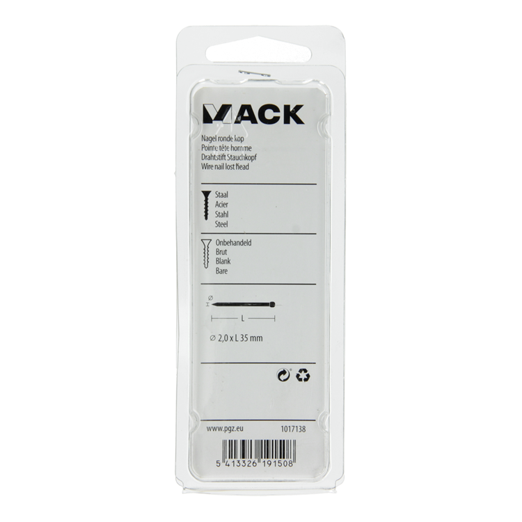 Mack 1017138 - clou tête ronde 100 gr 2,0 x 35 mm | 5 pièces
