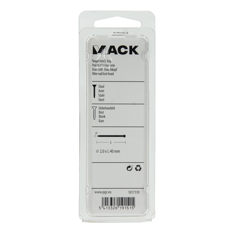 Mack 1017139 - nagel ronde kop 120 gr 2,0 x 40 mm | 5 pièces