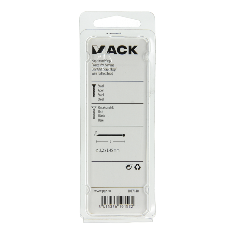 Mack 1017140 - clou tête ronde 120 gr 2,2 x 45 mm | 5 pièces