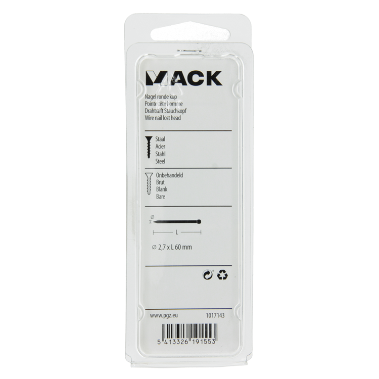 Mack 1017143 - clou tête ronde 150 gr 2,7 x 60 mm | 5 pièces
