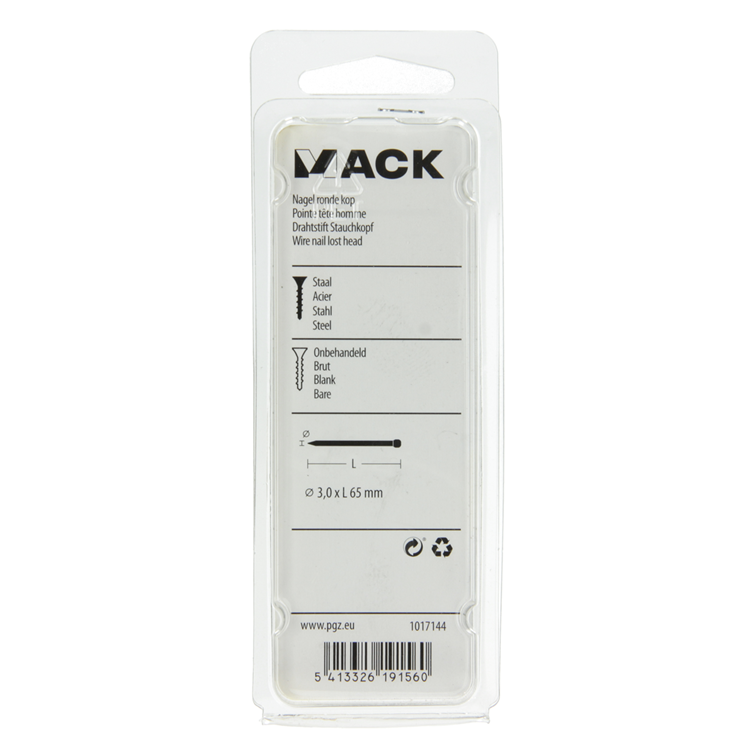 Mack 1017144 - clou tête ronde 150 gr 3,0 x 65 mm | 5 pièces