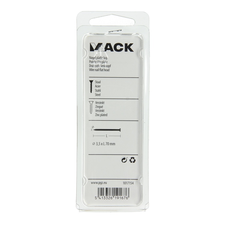 Mack 1017154 - clou tête plate acier galvanisé 125 gr 3,5 x 70 mm | 5 pièces
