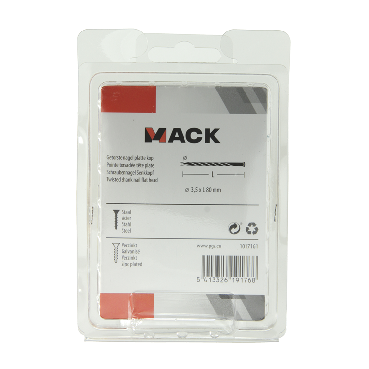 Mack 1017161 - clou torsadé pk galvanisé 135gr 3,5 x 80 mm | 5 pièces