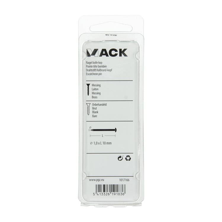 Mack 1017166 - clou tête convexe laiton 20 gr 1.0 x 10 mm | 10 pièces