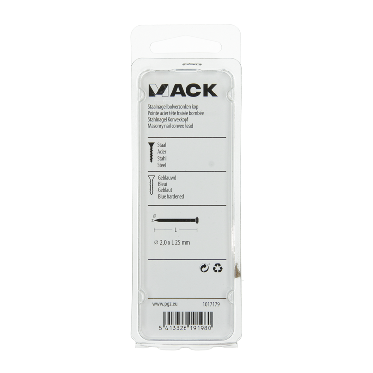 Mack 1017179 - clou en acier bvk acier bleui 40 gr 2,0 x 25 mm | 10 pièces