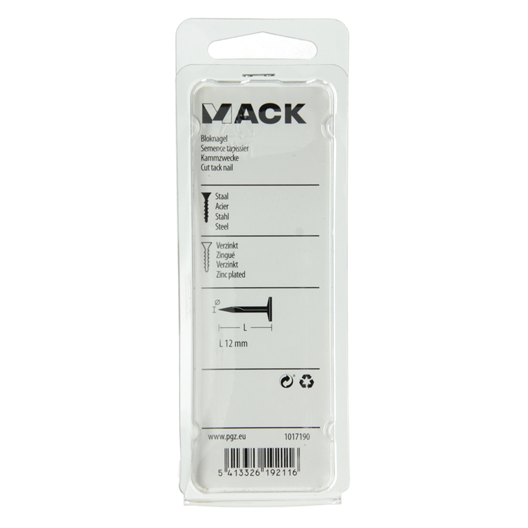 Mack 1017190 - bloc clou acier galvanisé 50 gr12 mm | 10 pièces