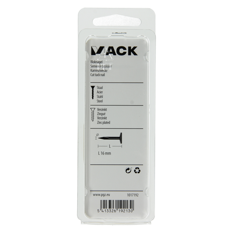 Mack 1017192 - bloc clou acier galvanisé 50 gr16 mm | 10 pièces