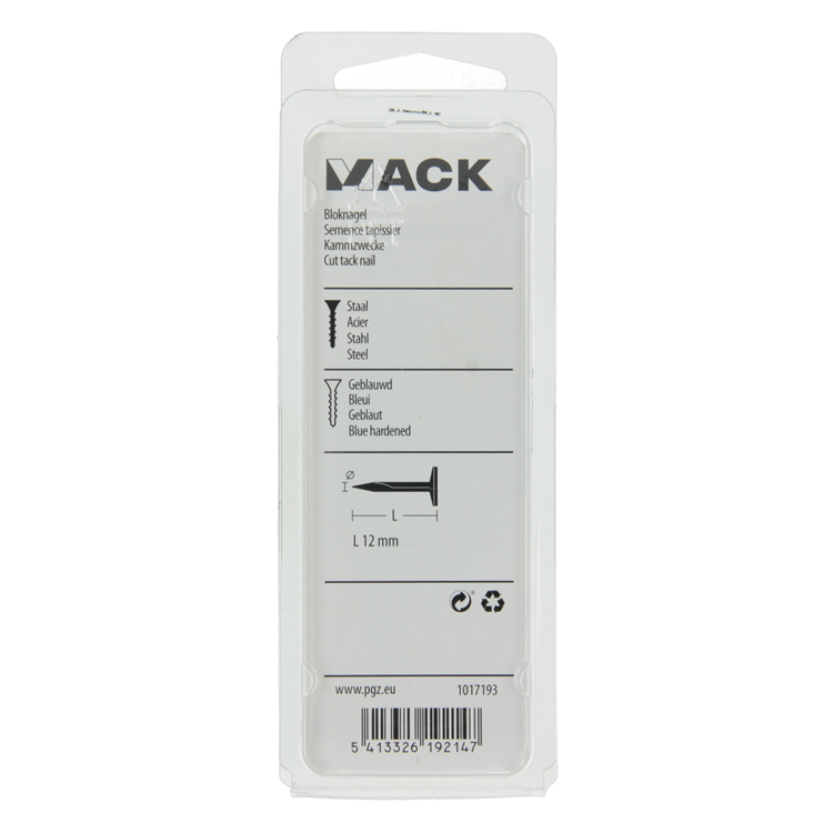 Mack 1017193 - bloc clou acier bleui 50 gr12 mm | 10 pièces