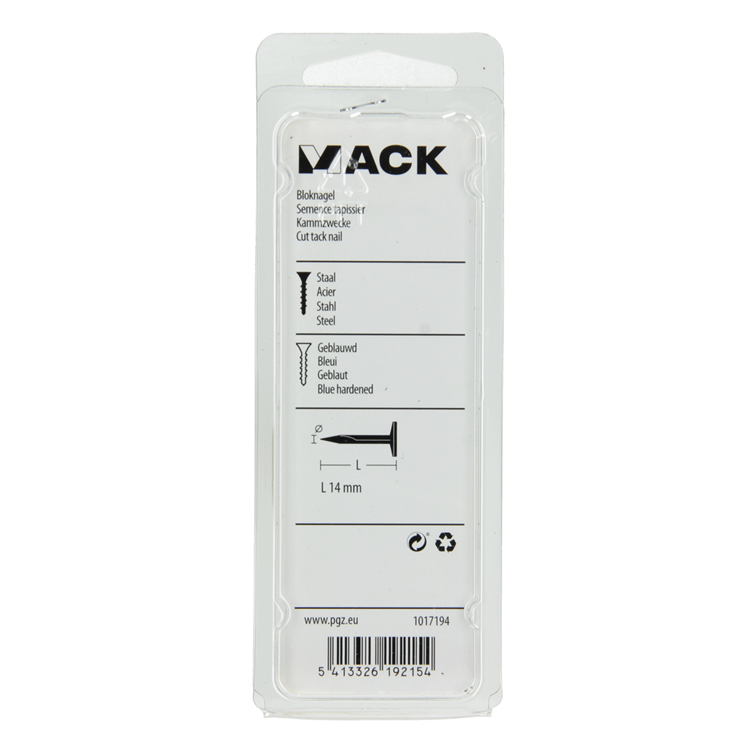 Mack 1017194 - bloc clou acier bleui 50 gr14 mm | 10 pièces