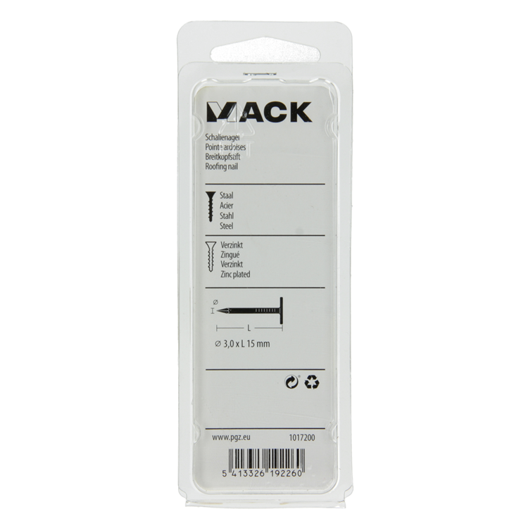 Mack 1017200 - clou de schiste en acier galvanisé 100 gr 3,0 x 15 mm | 5 pièces