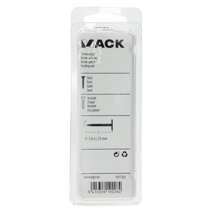 Mack 1017202 - clou de schiste en acier galvanisé 100 gr 3,0 x 25 mm | 5 pièces