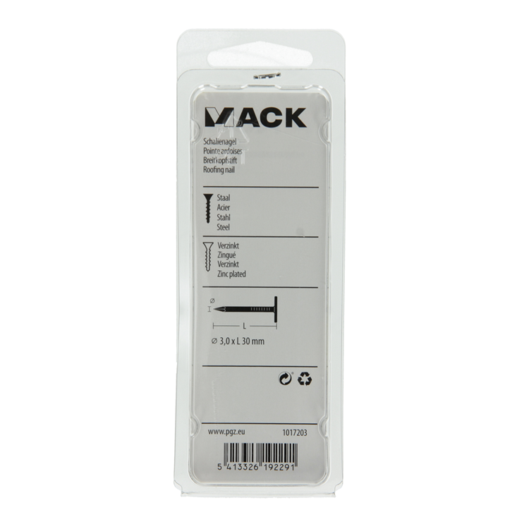 Mack 1017203 - clou de schiste en acier galvanisé 100 gr 3,0 x 30 mm | 5 pièces