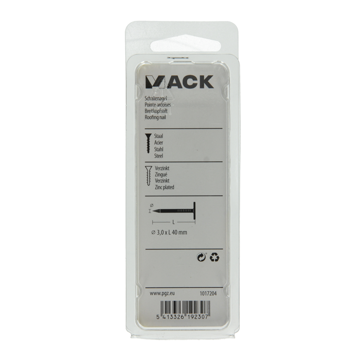 Mack 1017204 - clou de schiste en acier galvanisé 100 gr 3,0 x 40 mm | 5 pièces