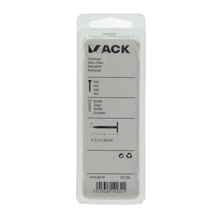 Mack 1017206 - clou de schiste en acier galvanisé 100 gr 3,5 x 60 mm | 5 pièces