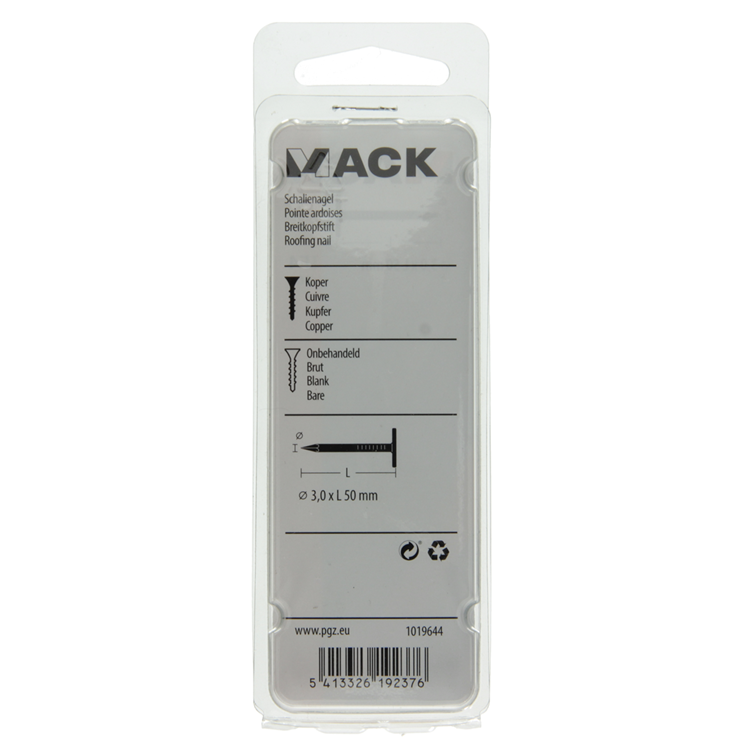 Mack 1019644 - clou de schiste cuivre 30 gr 3,0 x 50mm | 10 pièces