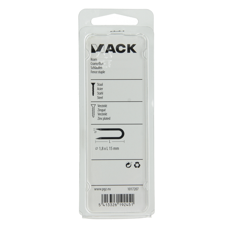 Mack 1017207 - acier de base galvanisé 75 gr 1,8 x 15 mm | 5 pièces