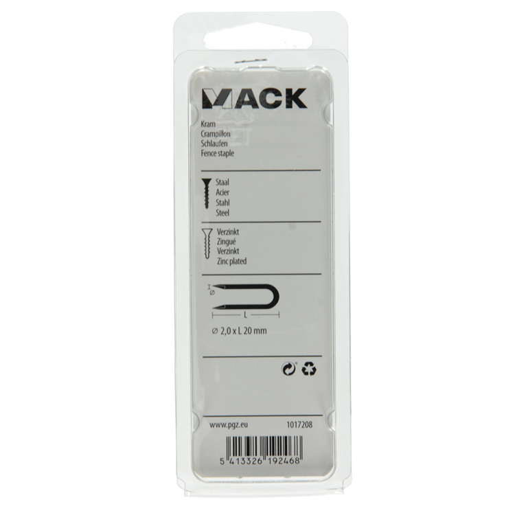 Mack 1017208 - acier de base galvanisé 80 gr 2,0 x 20 mm | 5 pièces