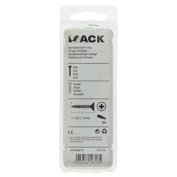Mack 1017215 - vis pour panneaux d'aggloméré avec tête plaquée jaune 55 pcs 3,0 x 12 mm | 10 pièces
