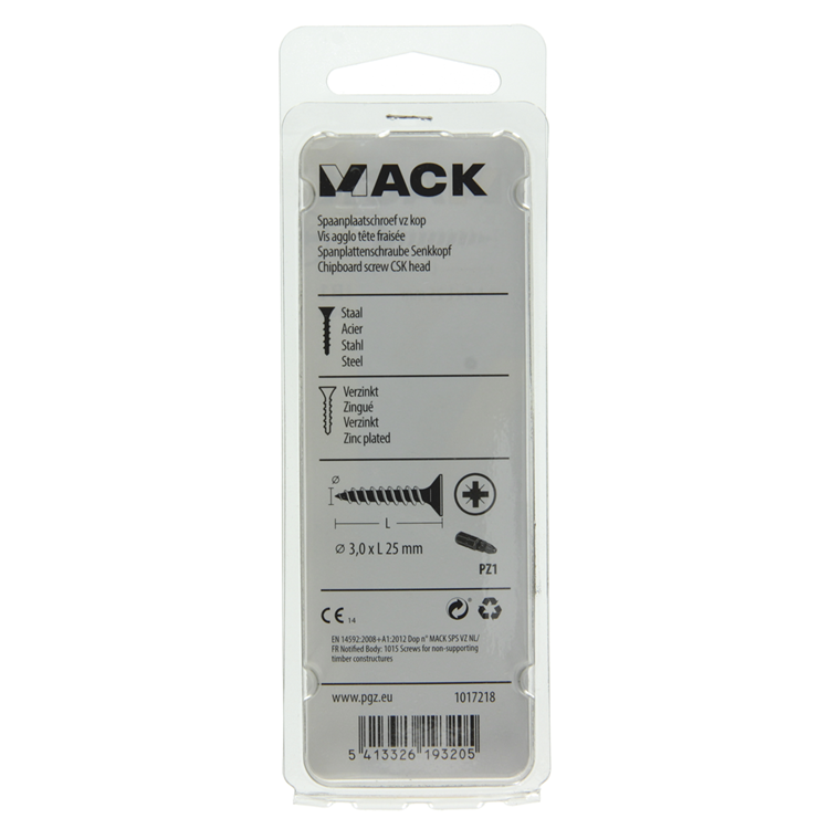 Mack 1017218 - vis pour panneaux d'aggloméré avec tête plaquée jaune 40 pcs 3,0 x 25 mm | 10 pièces