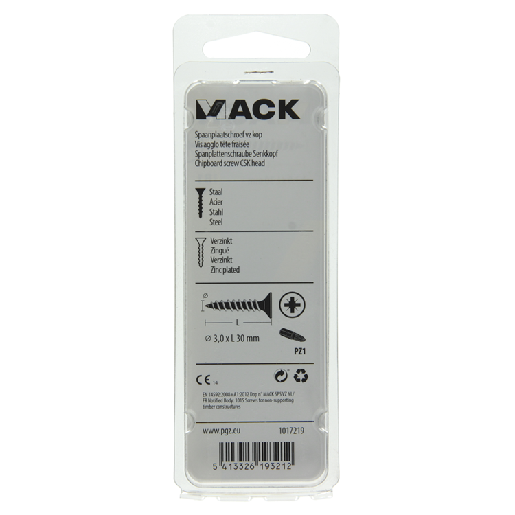 Mack 1017219 - vis pour panneaux d'aggloméré avec tête plaquée jaune 35 pcs 3,0 x 30 mm | 10 pièces