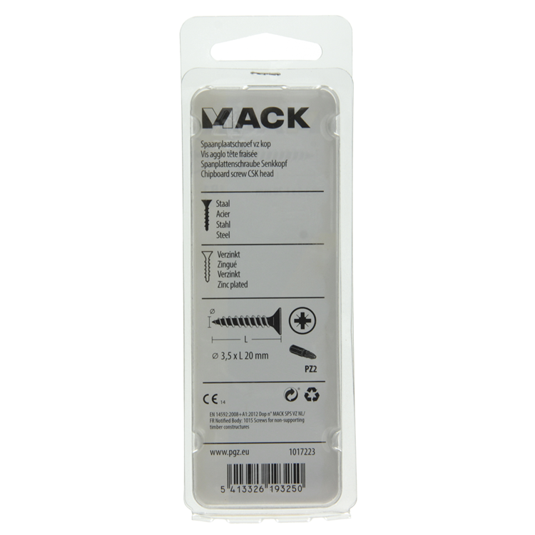 Mack 1017223 - vis pour panneaux d'aggloméré avec tête plaquée jaune 35 pcs 3,5 x 20 mm | 10 pièces