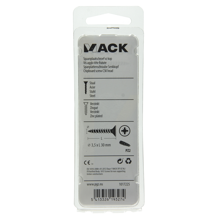 Mack 1017225 - vis pour panneaux d'aggloméré avec tête plaquée jaune 26 pcs 3,5 x 30 mm | 10 pièces