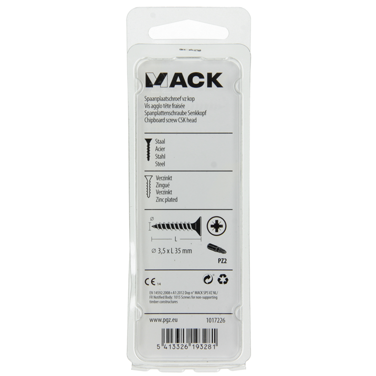 Mack 1017226 - vis pour panneaux d'aggloméré avec tête plaquée jaune 24 pcs 3,5 x 35 mm | 10 pièces