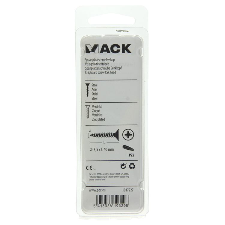 Mack 1017227 - vis pour panneaux d'aggloméré avec tête plaquée jaune 22 pcs 3,5 x 40 mm | 10 pièces