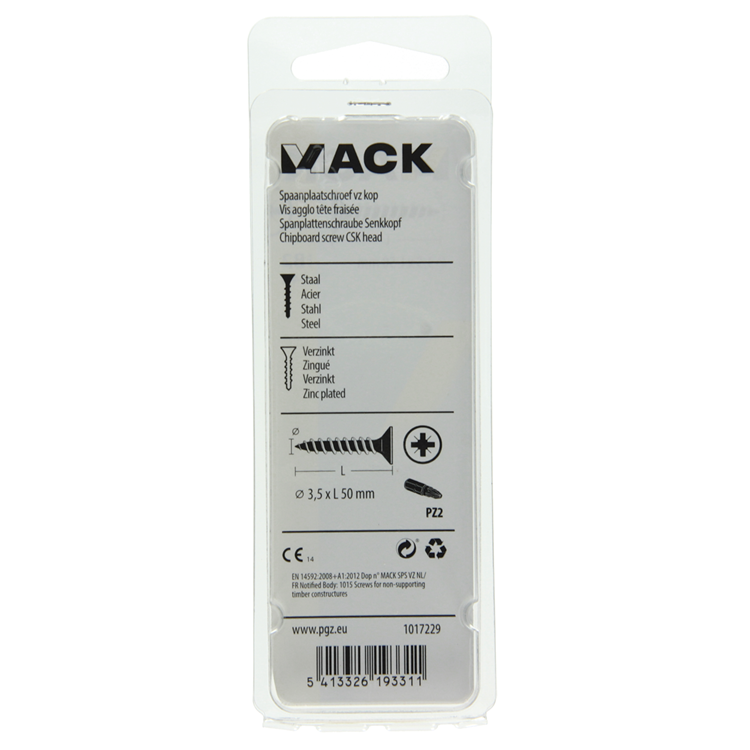 Mack 1017229 - vis pour panneaux d'aggloméré avec tête plaquée jaune 14 pcs 3,5 x 50 mm | 10 pièces