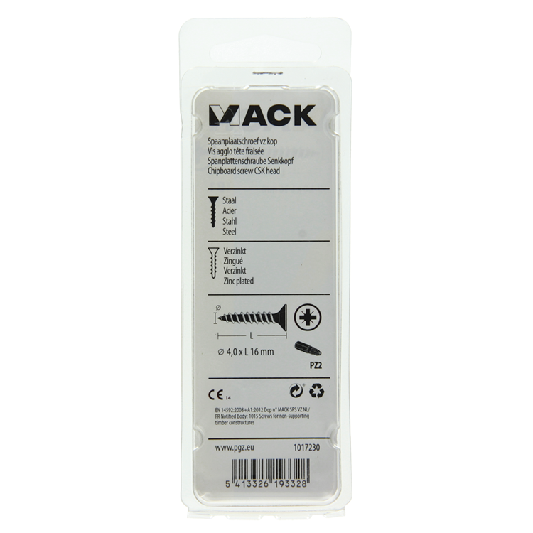 Mack 1017230 - vis pour panneaux d'aggloméré avec tête plaquée jaune 35 pcs 4,0 x 16 mm | 10 pièces