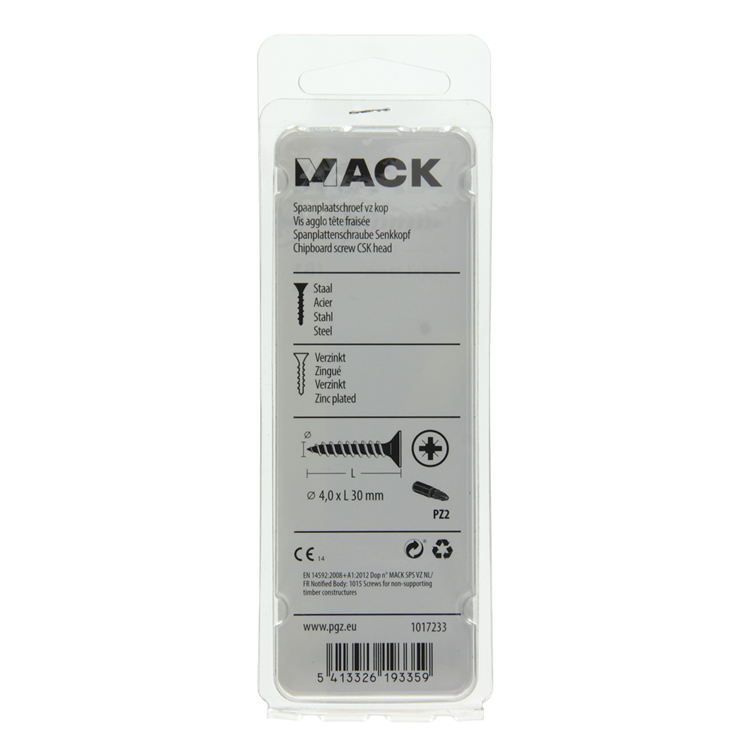 Mack 1017233 - vis pour panneaux d'aggloméré avec tête plaquée jaune 22 pcs 4,0 x 30 mm | 10 pièces
