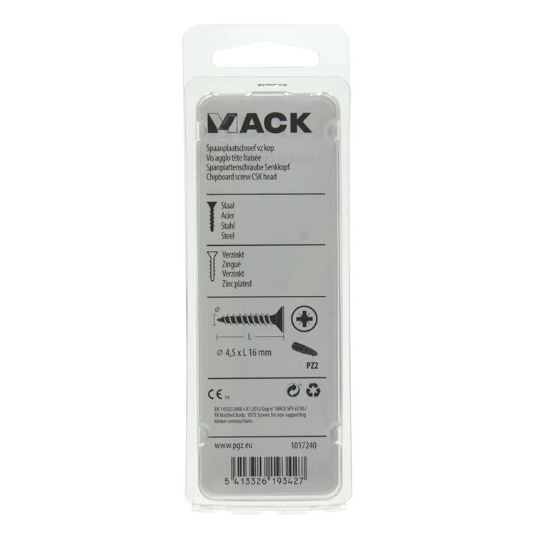 Mack 1017240 - vis pour panneaux d'aggloméré avec tête plaquée jaune 26 pcs 4,5 x 16 mm | 10 pièces