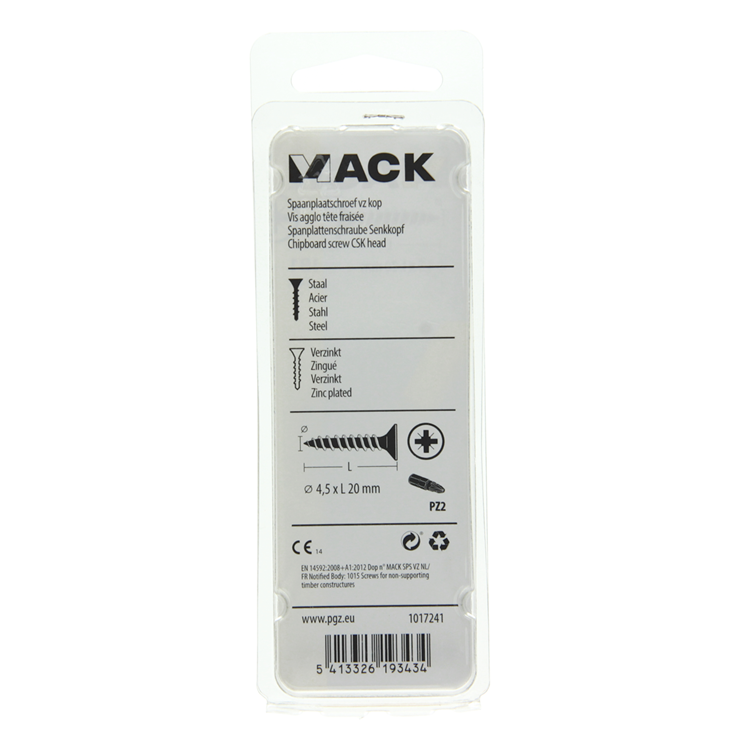 Mack 1017241 - vis pour panneaux d'aggloméré avec tête plaquée jaune 24 pcs 4,5 x 20 mm | 10 pièces