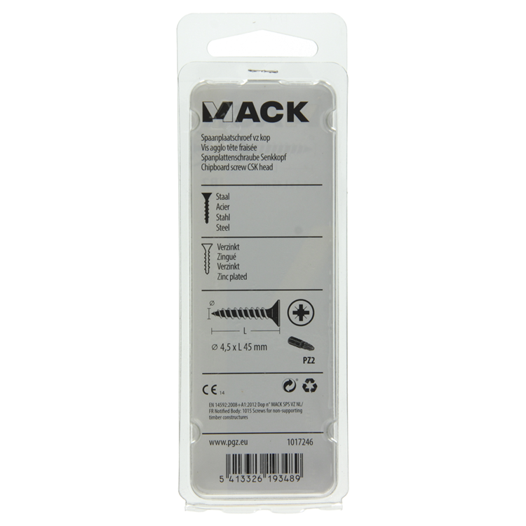 Mack 1017246 - vis pour panneaux d'aggloméré avec tête plaquée jaune 13 pcs 4,5 x 45 mm | 10 pièces