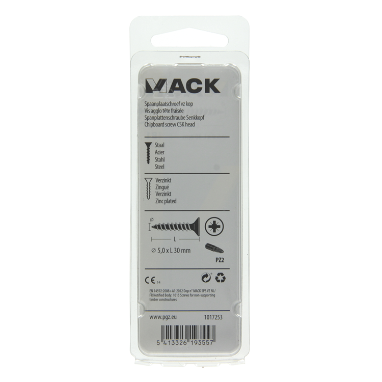 Mack 1017253 - vis pour panneaux d'aggloméré avec tête plaquée jaune 15 pcs 5,0 x 30 mm | 10 pièces